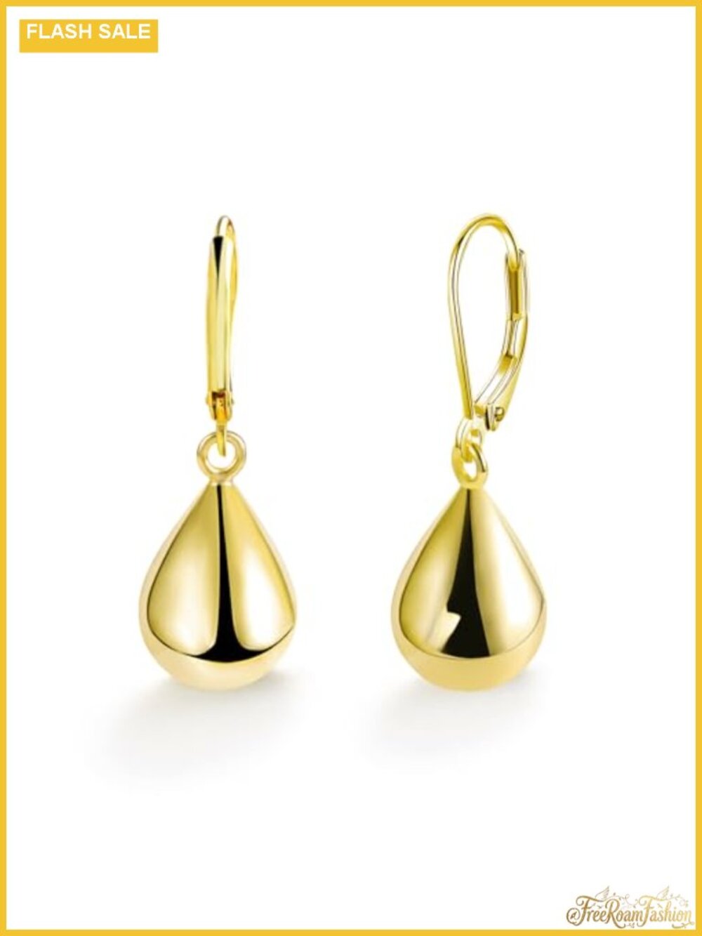 14k Gold Plated Teardrop Leverback Dangle Earrings for Women Hypoallergenic